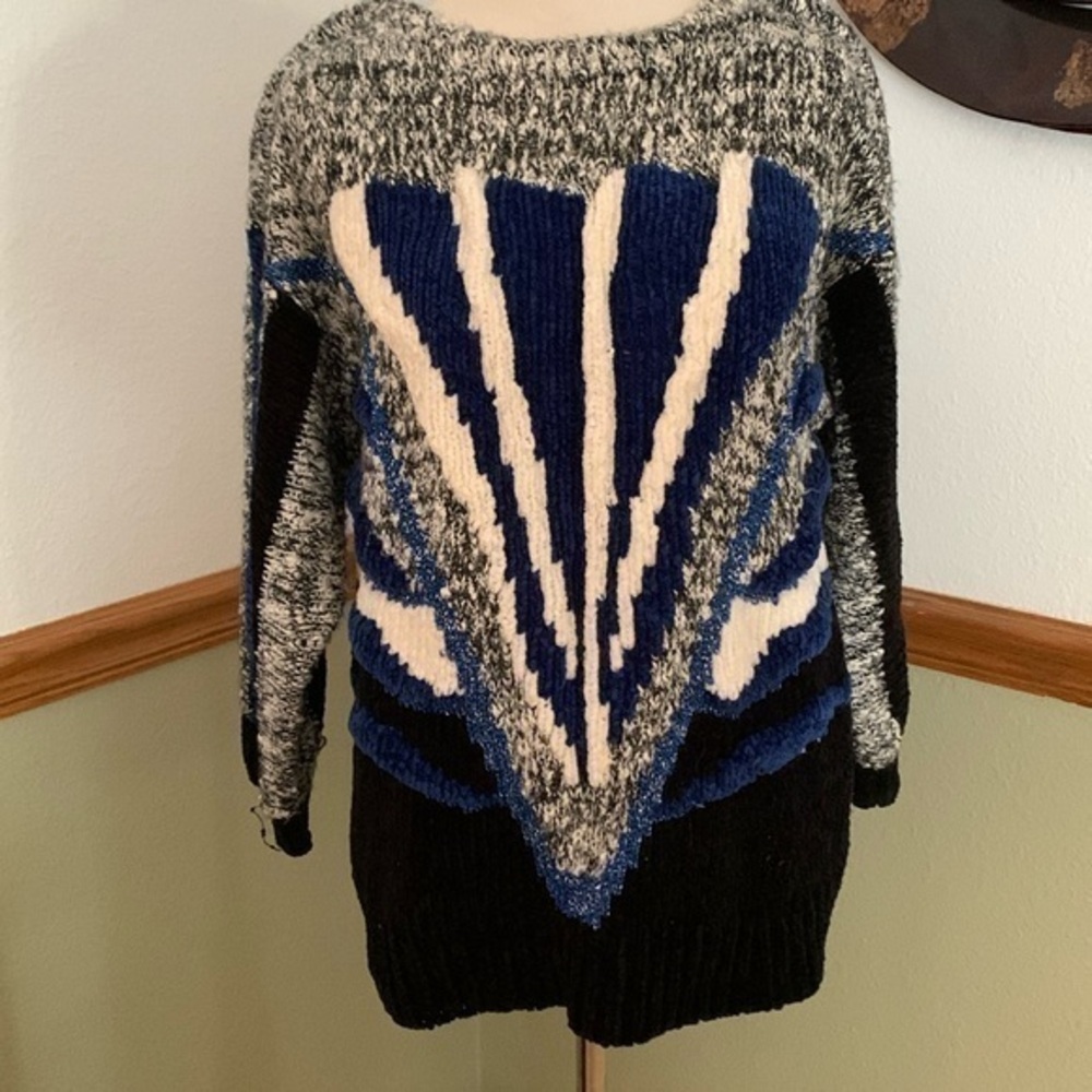 Vintage 80s Bonnie and Bill geometric Print Coogi Inspired Sweater Medium